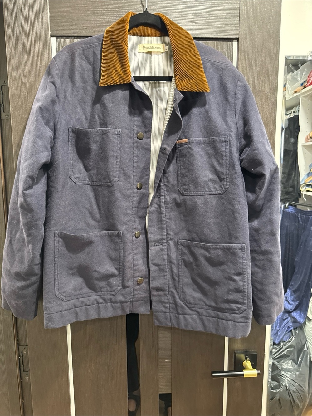french trotters men chore jacket navy sz L